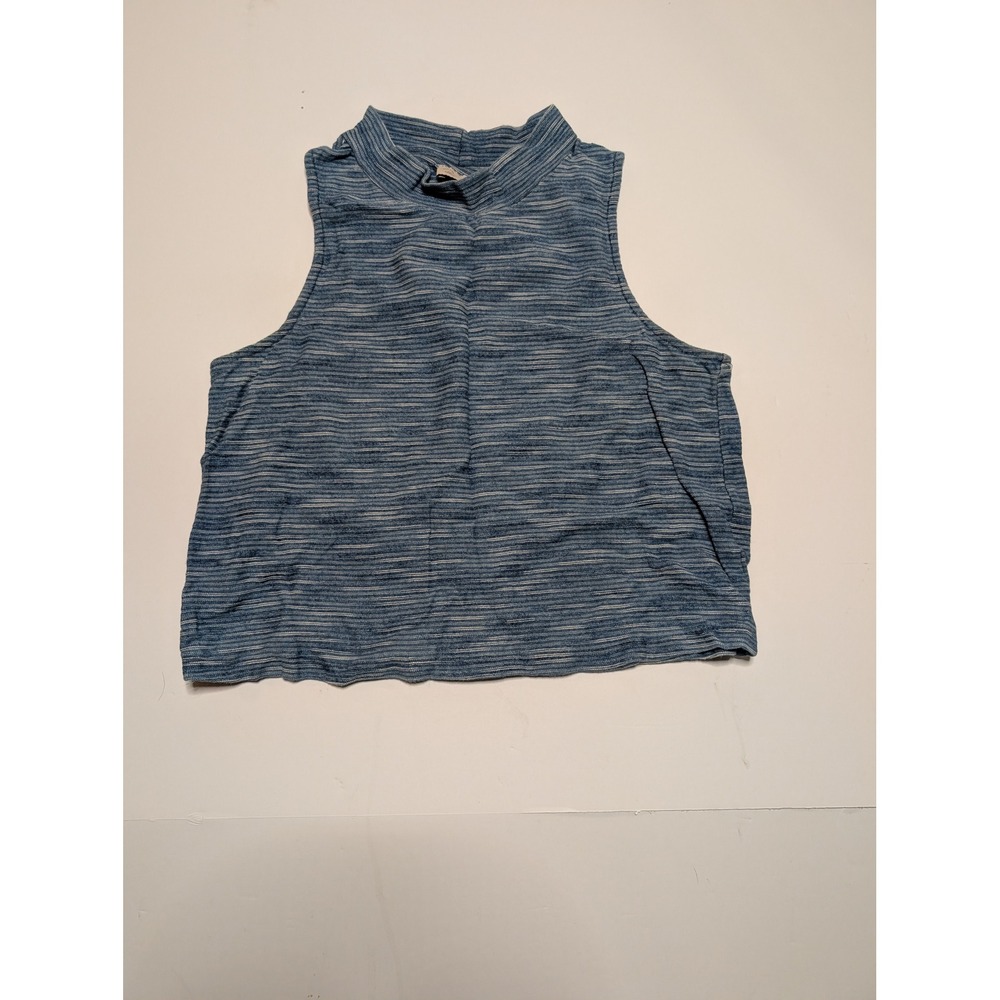 Anthropologie Postmark Blue White Space Dye Mock Neck Sleeveless Crop Top Medium